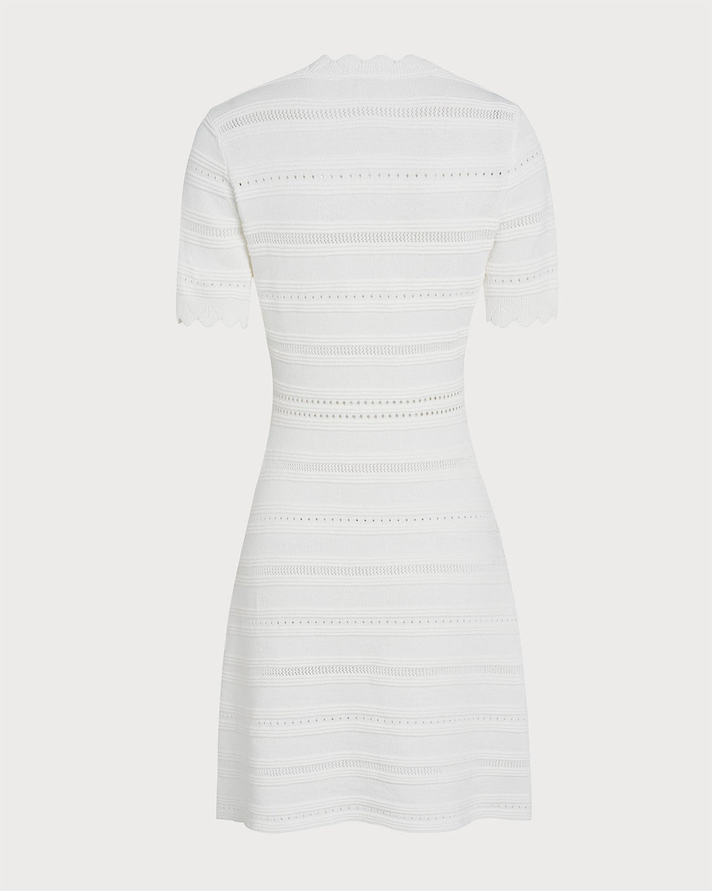 White V Neck Viscose Sweater Dress