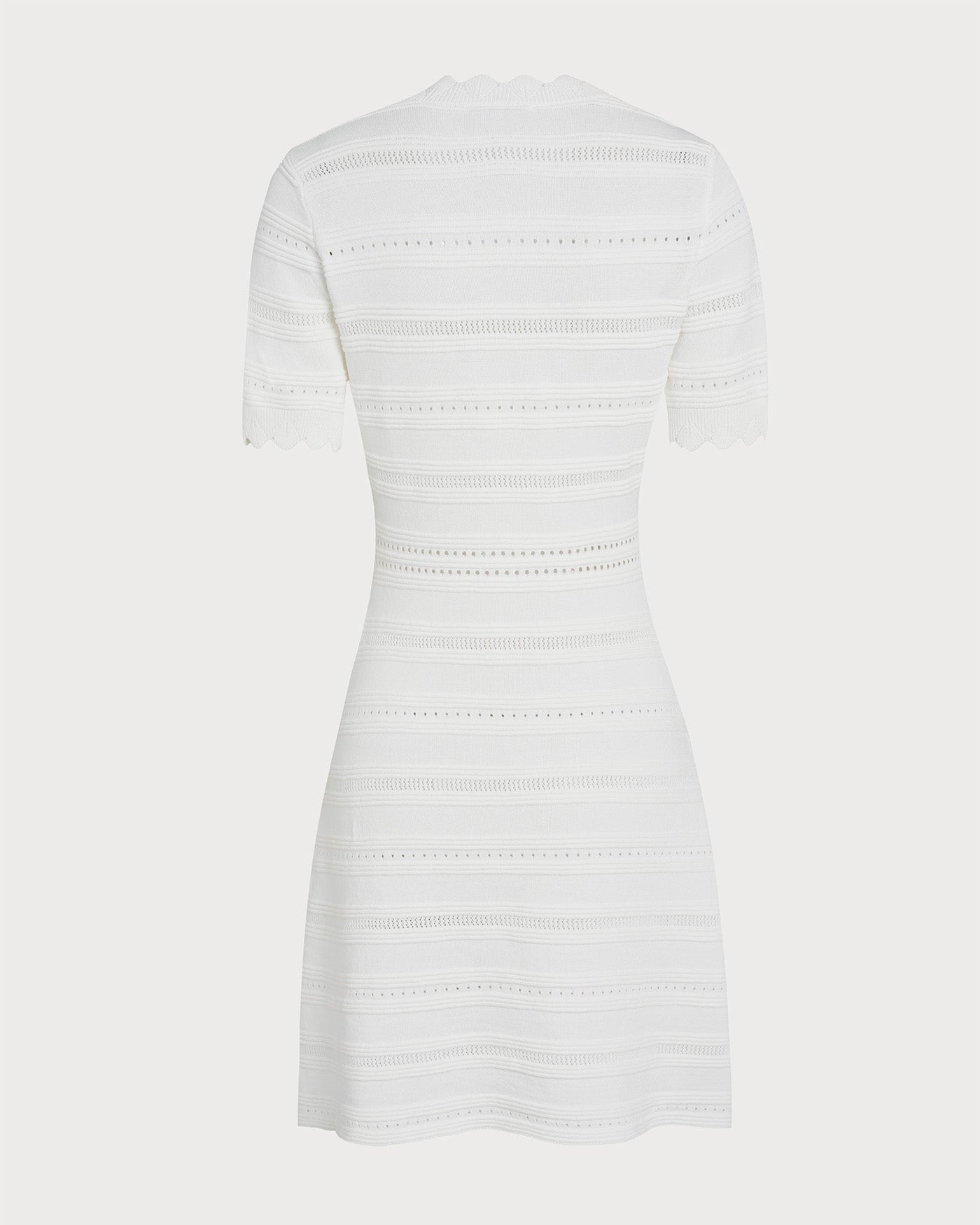 White V Neck Viscose Sweater Dress