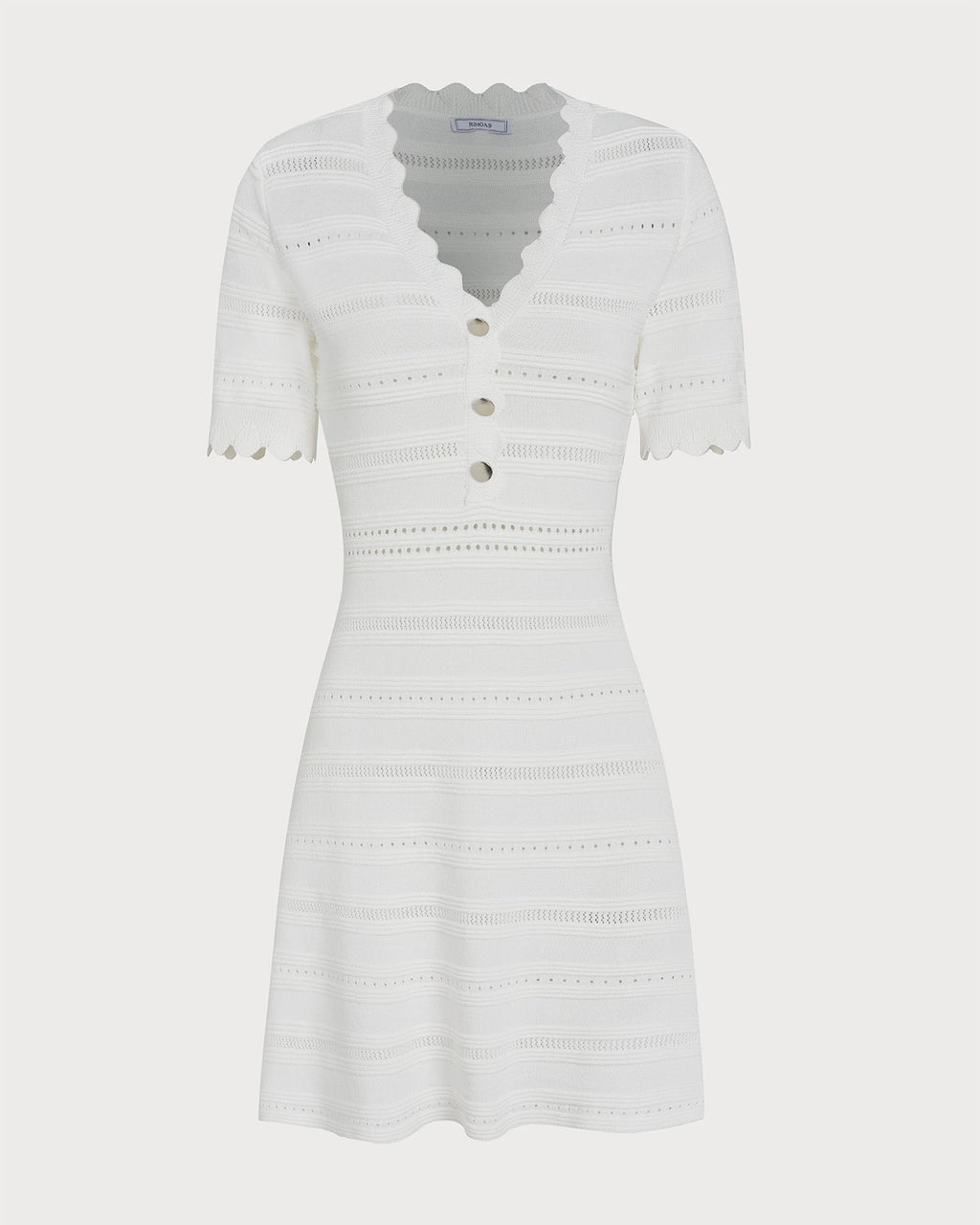 White V Neck Viscose Sweater Dress