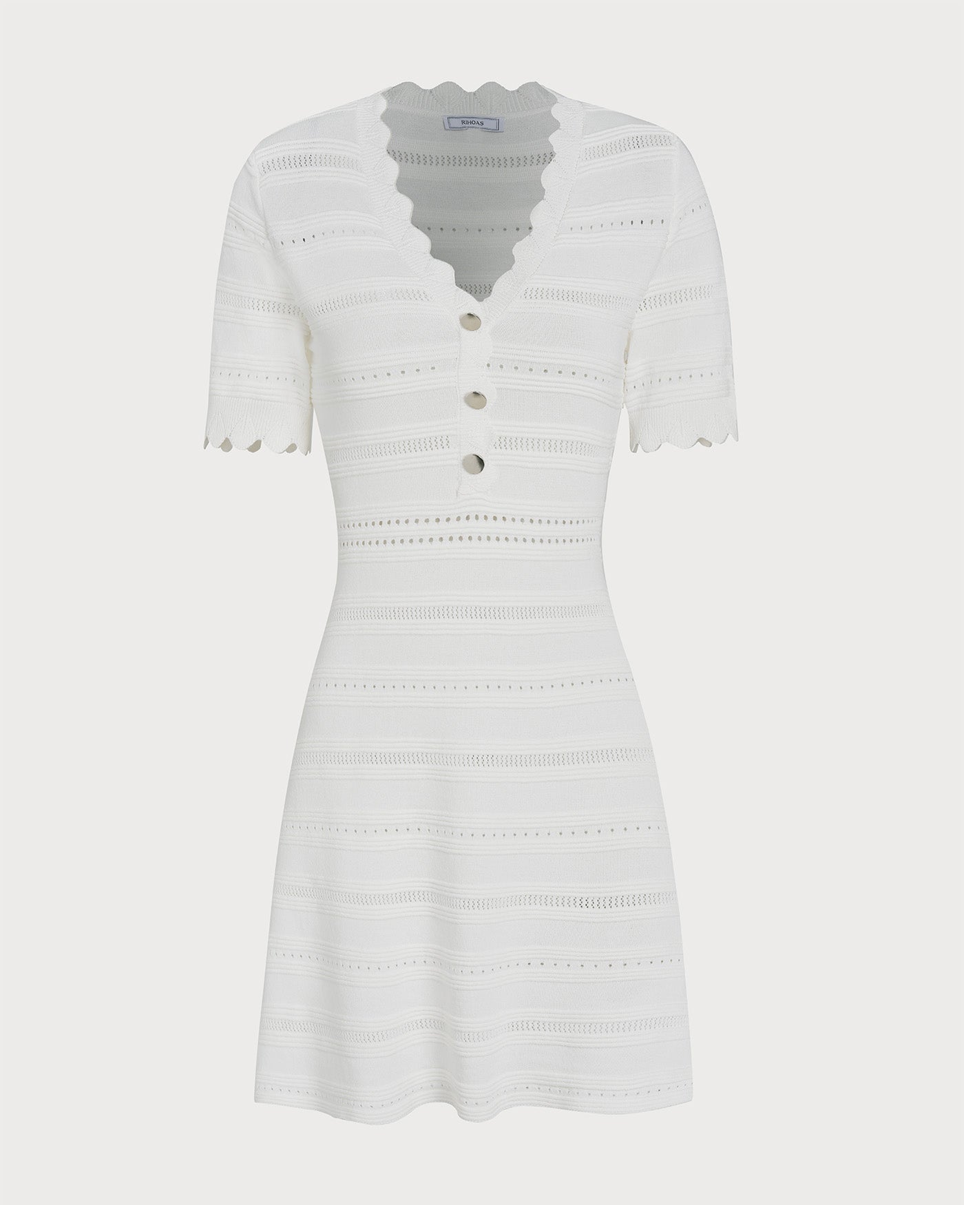 White V Neck Viscose Sweater Dress