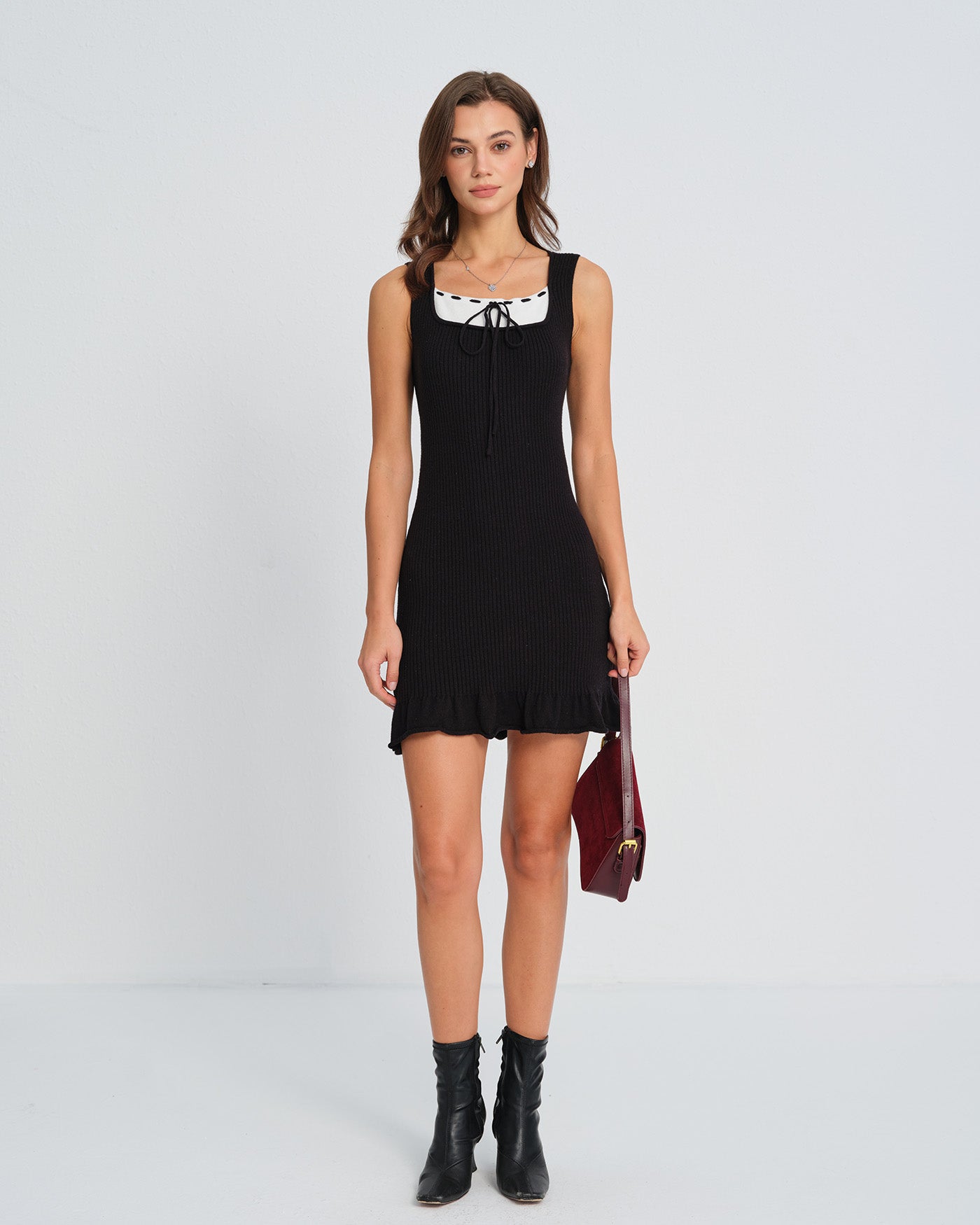Black Contrasting Sweater Dress