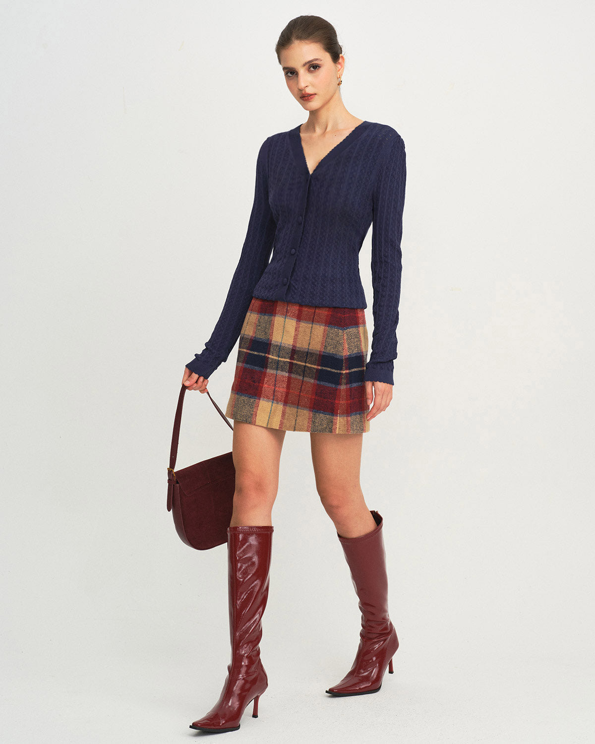 Navy V Neck Knit Cardigan