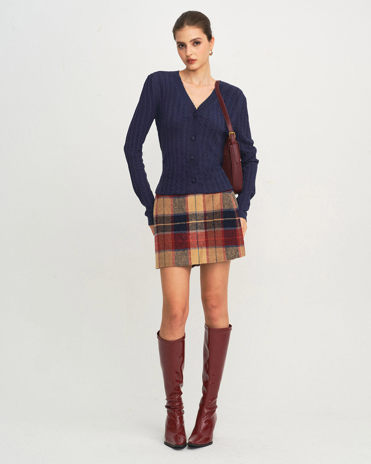 Navy V Neck Knit Cardigan