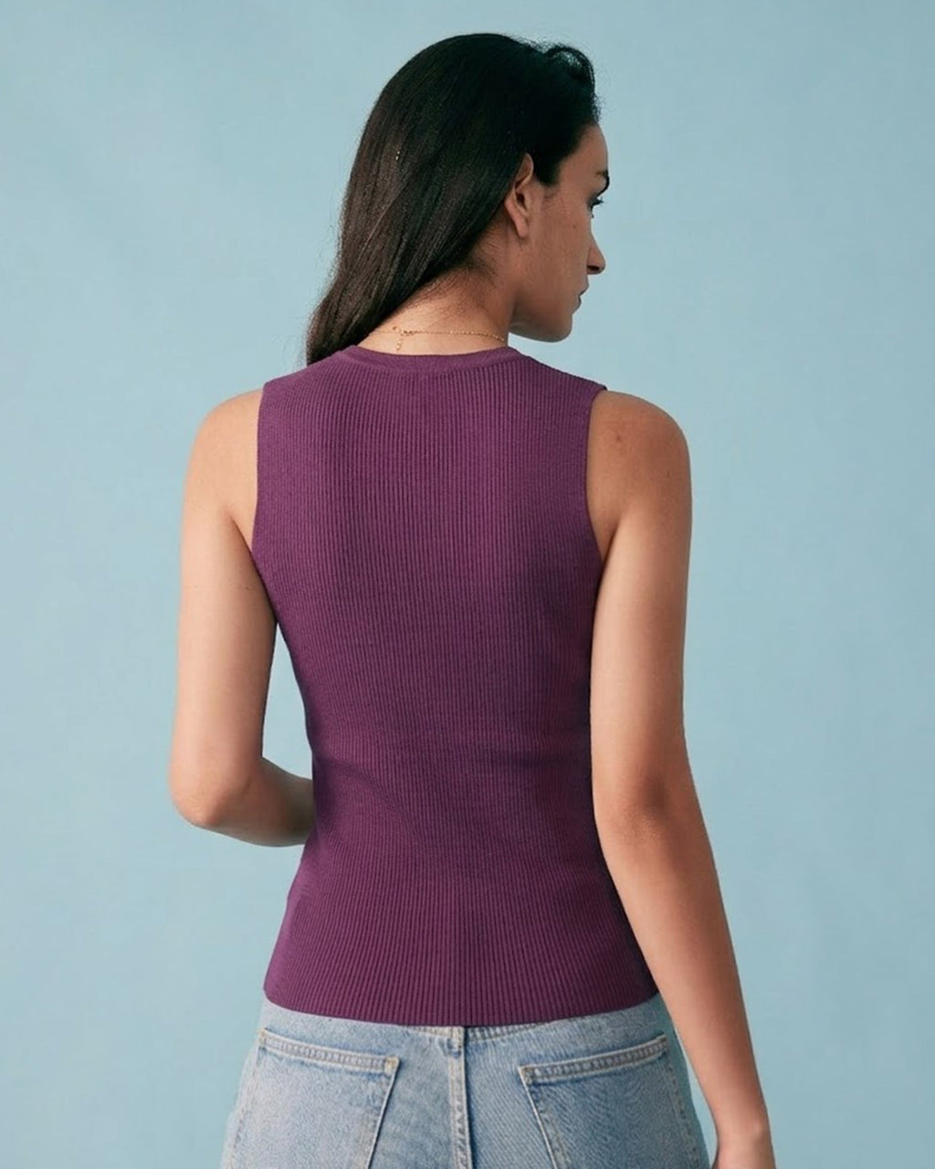 Purple Sleeveless Viscose Tank Top