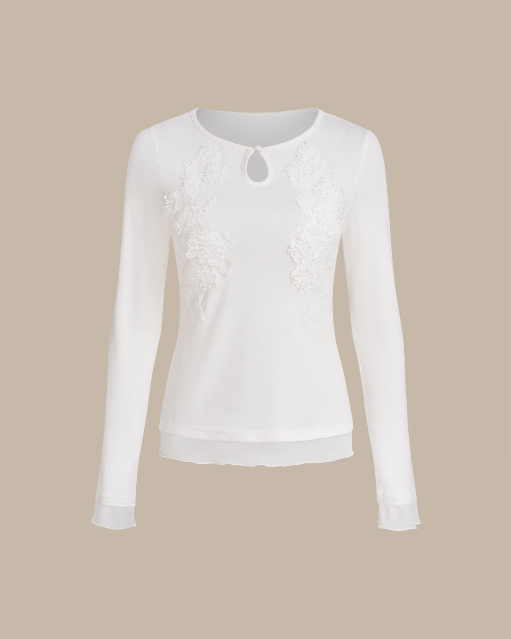 White Round Neck Knit Slim Tee