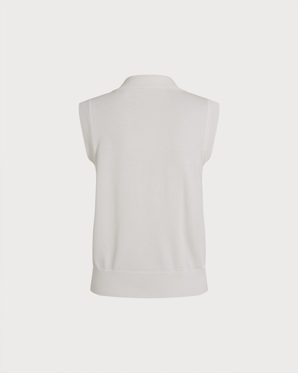 White Collar Textured Button Tank Top