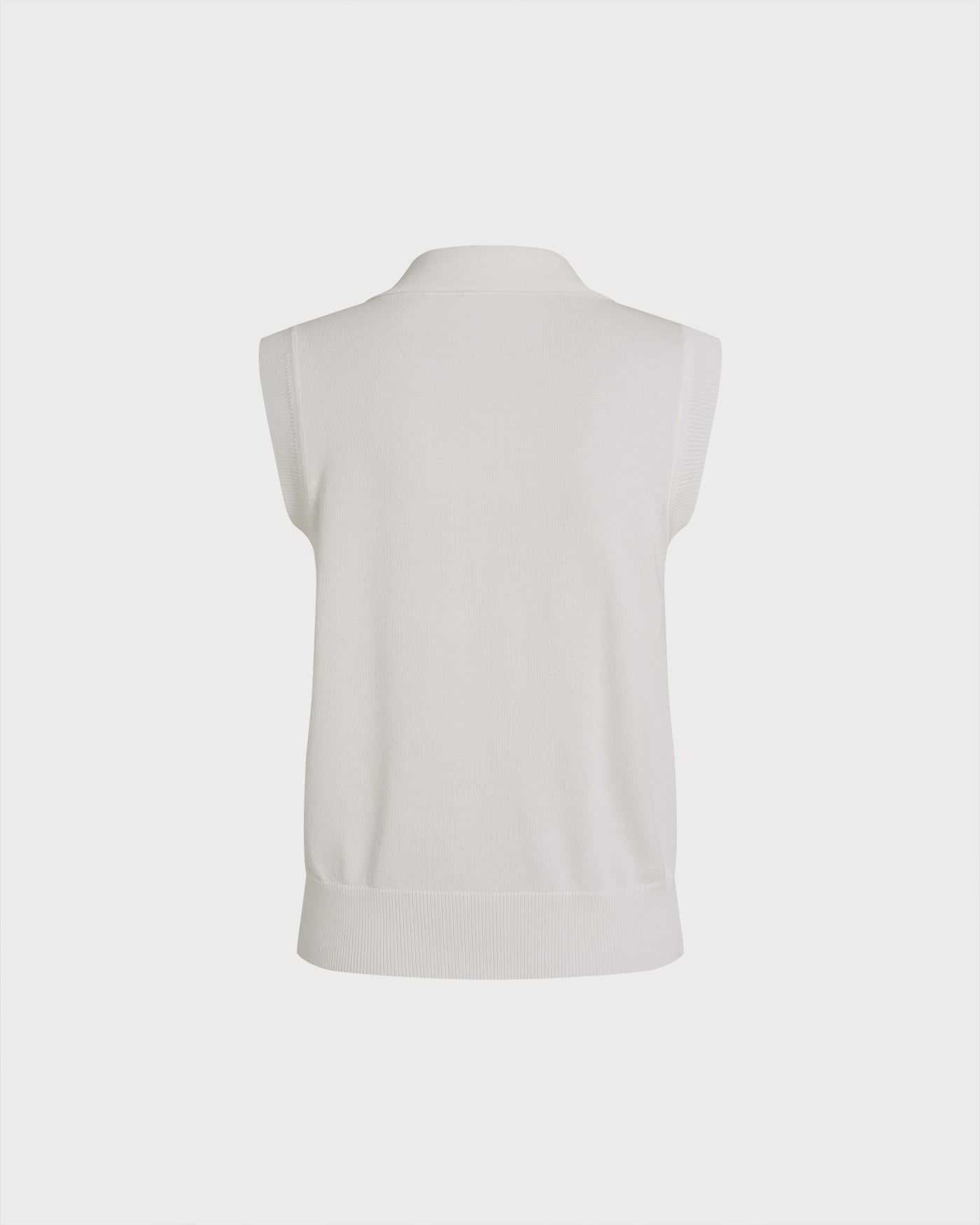 White Collar Textured Button Tank Top