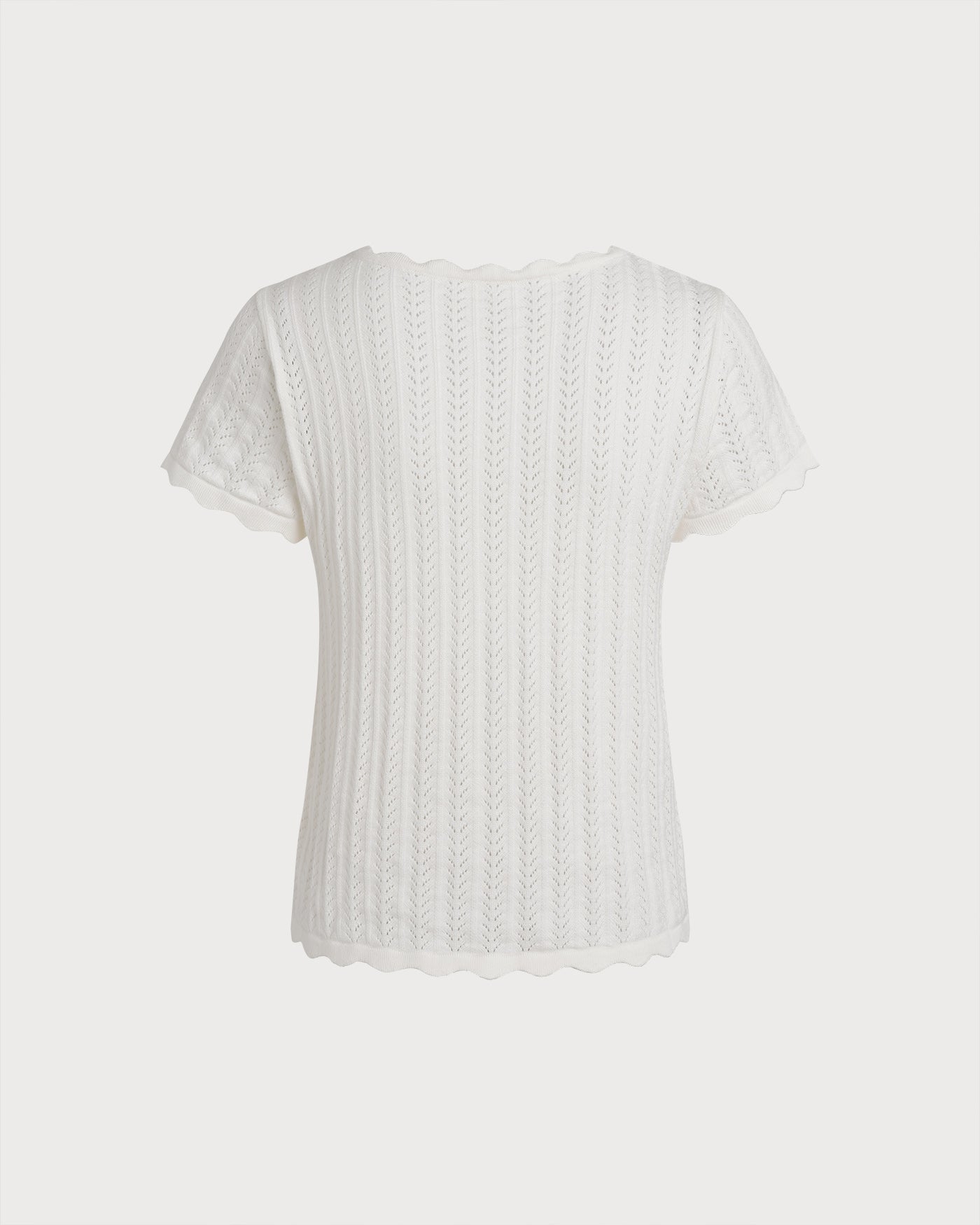 Off White Square Neck Textured Tee