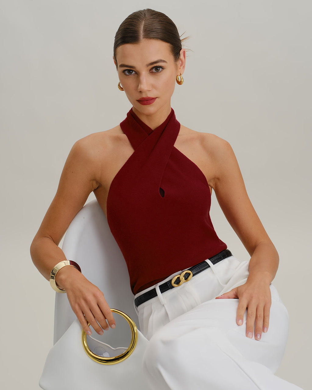 Red Knit Halter Vest