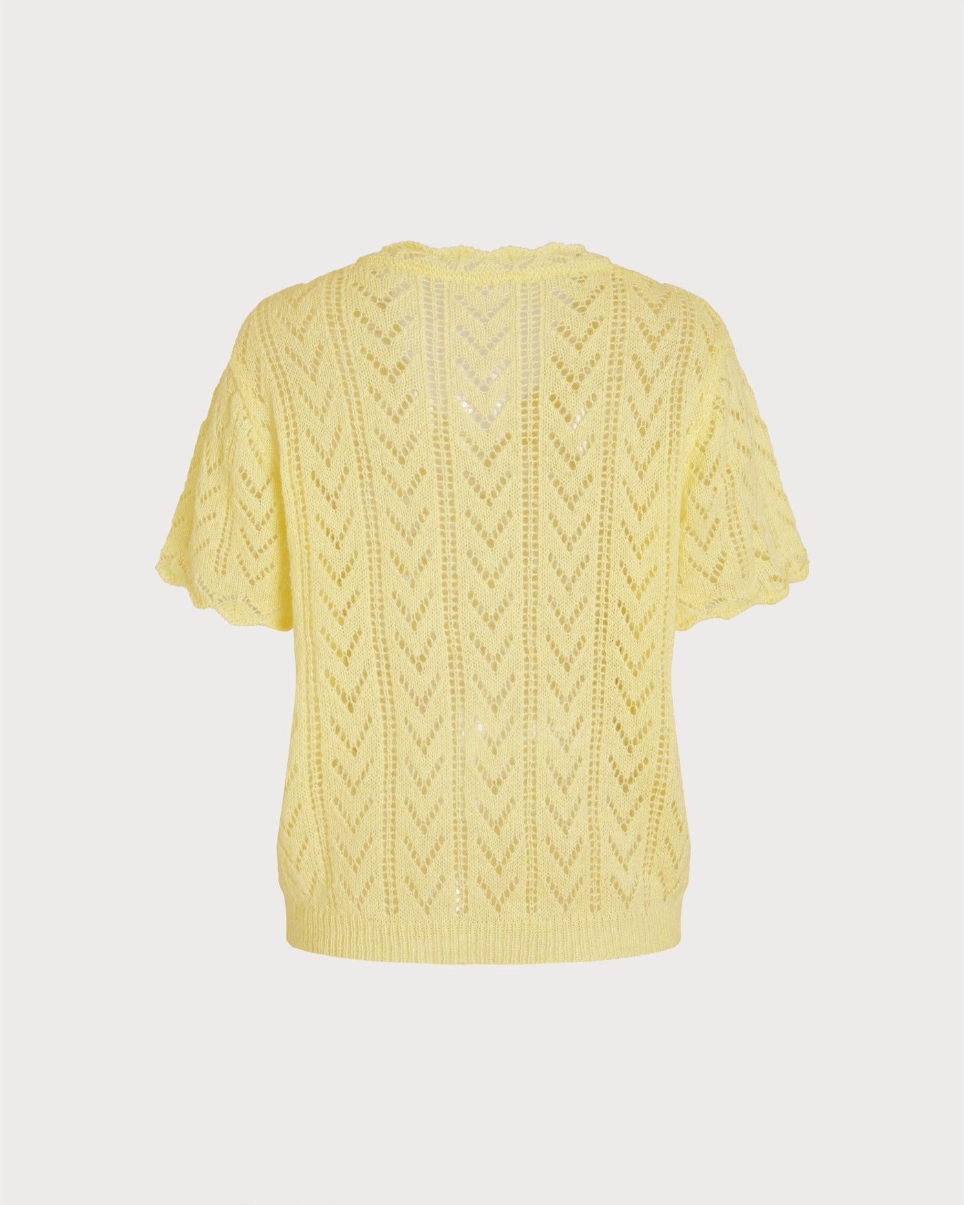 Yellow V Neck Cut Out Textured Sweater