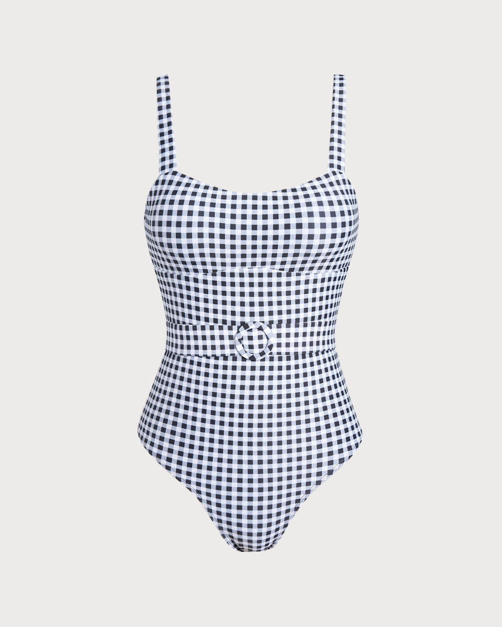 Black Plaid One Piece Swimwear