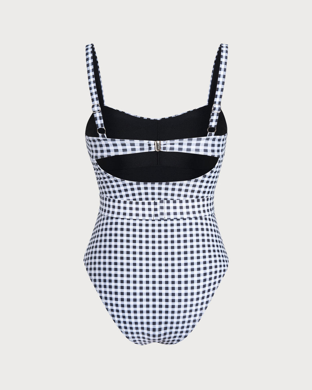 Black Plaid One Piece Swimwear