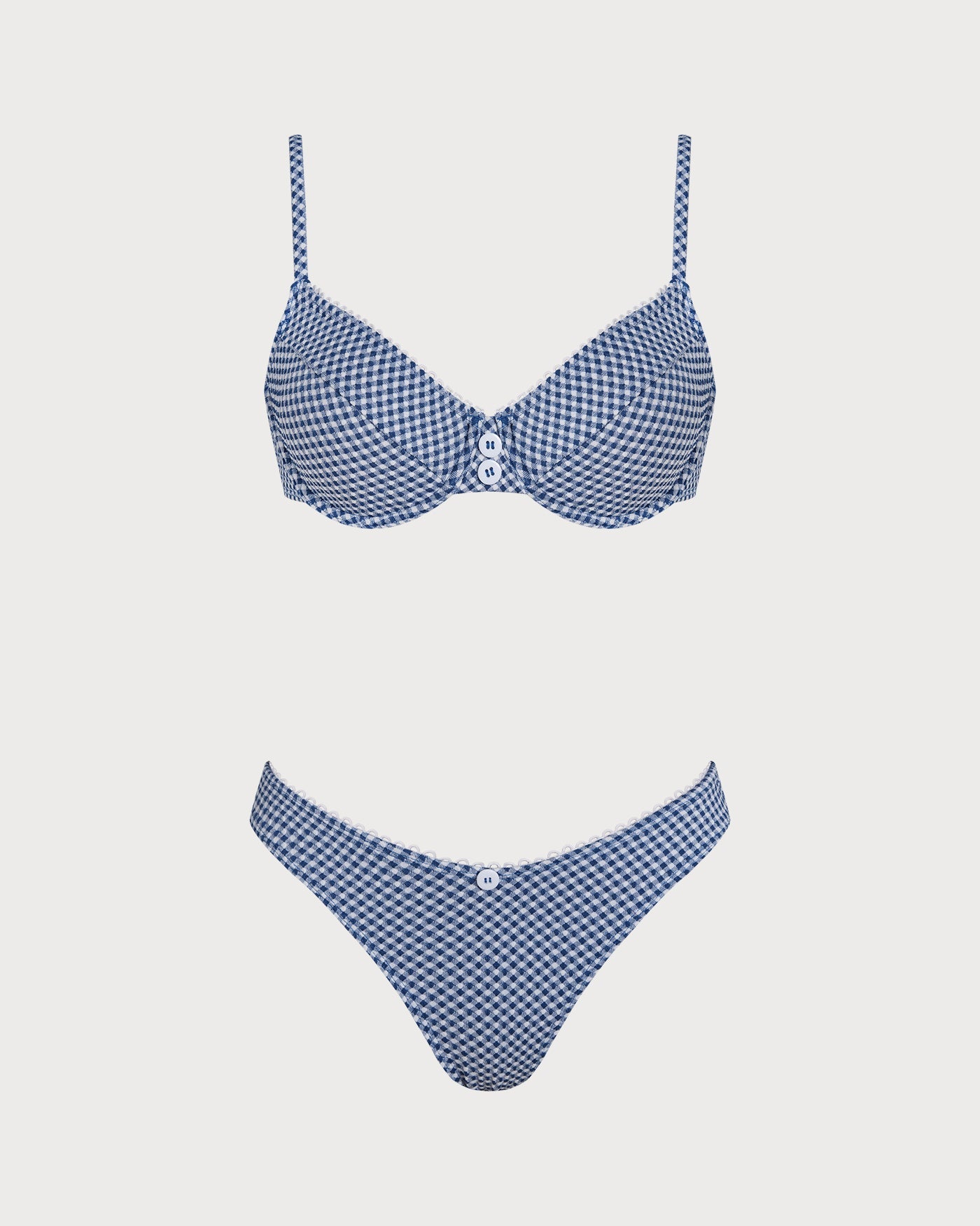 Blue Plaid Underwire Bikini Set