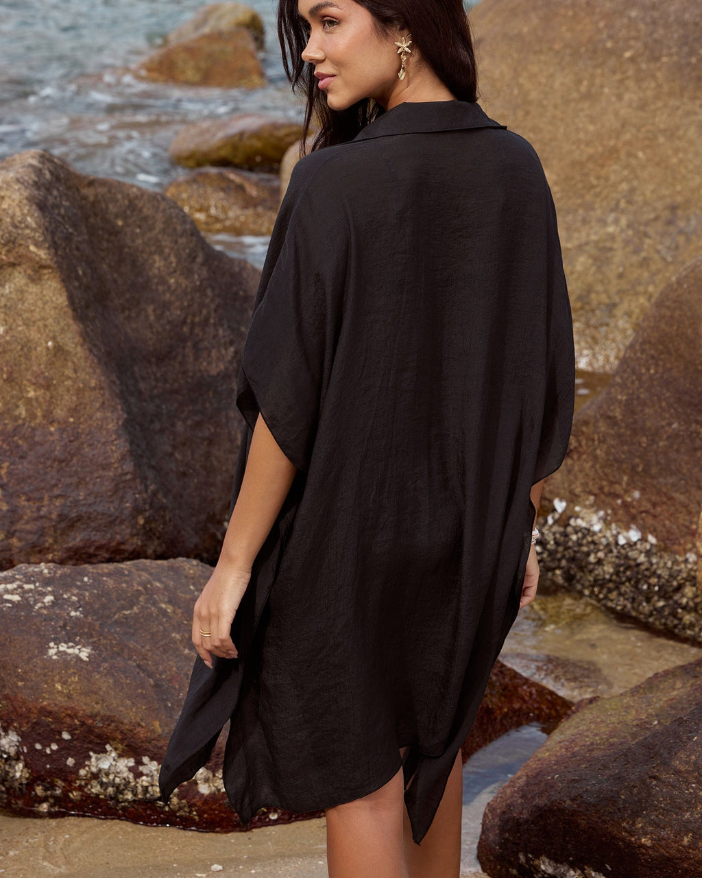 Black Loose Beach Cover-up