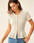 Apricot Textured Single Breasted Cardigan