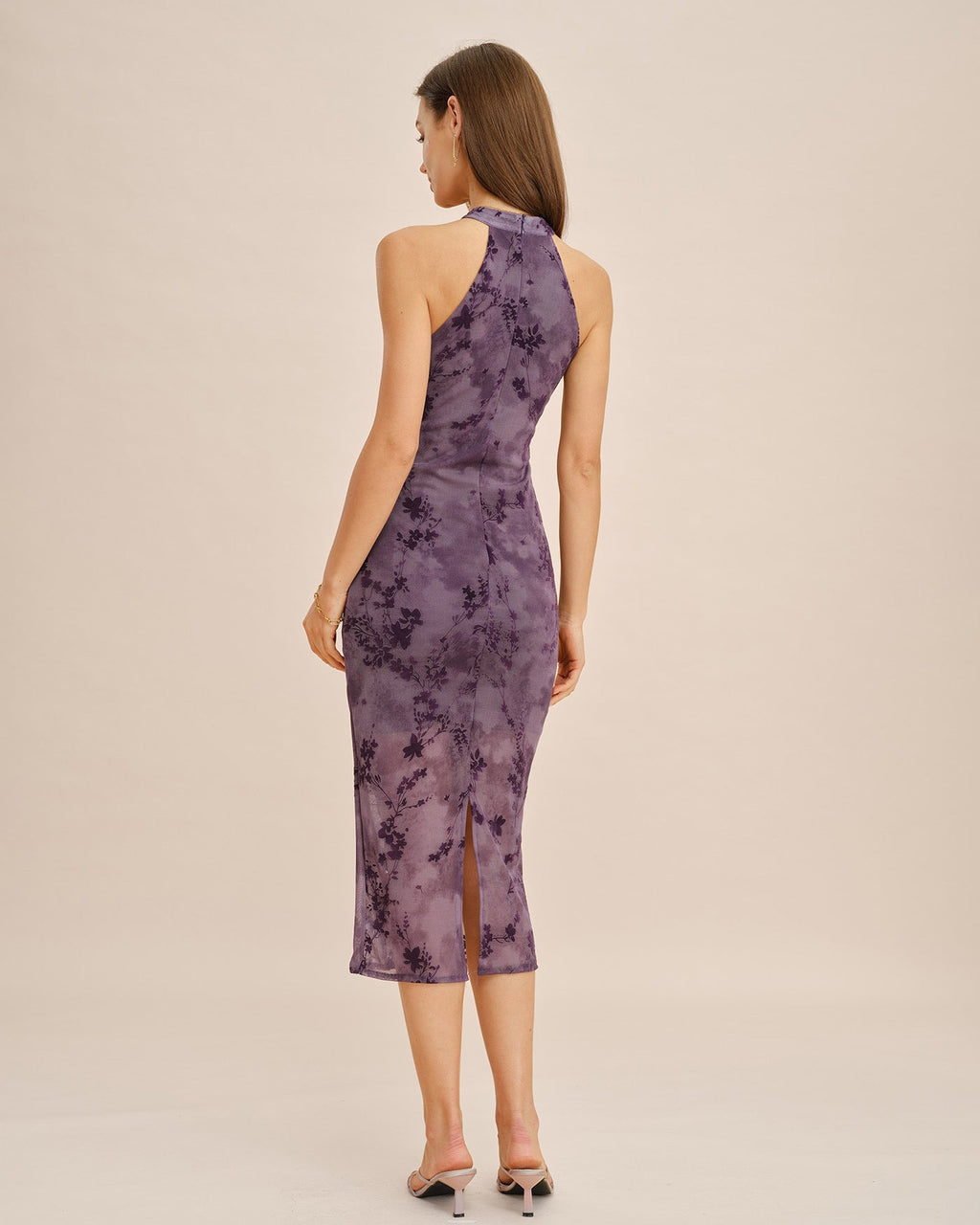 Purple Sleeveless Bodycon Midi Dress