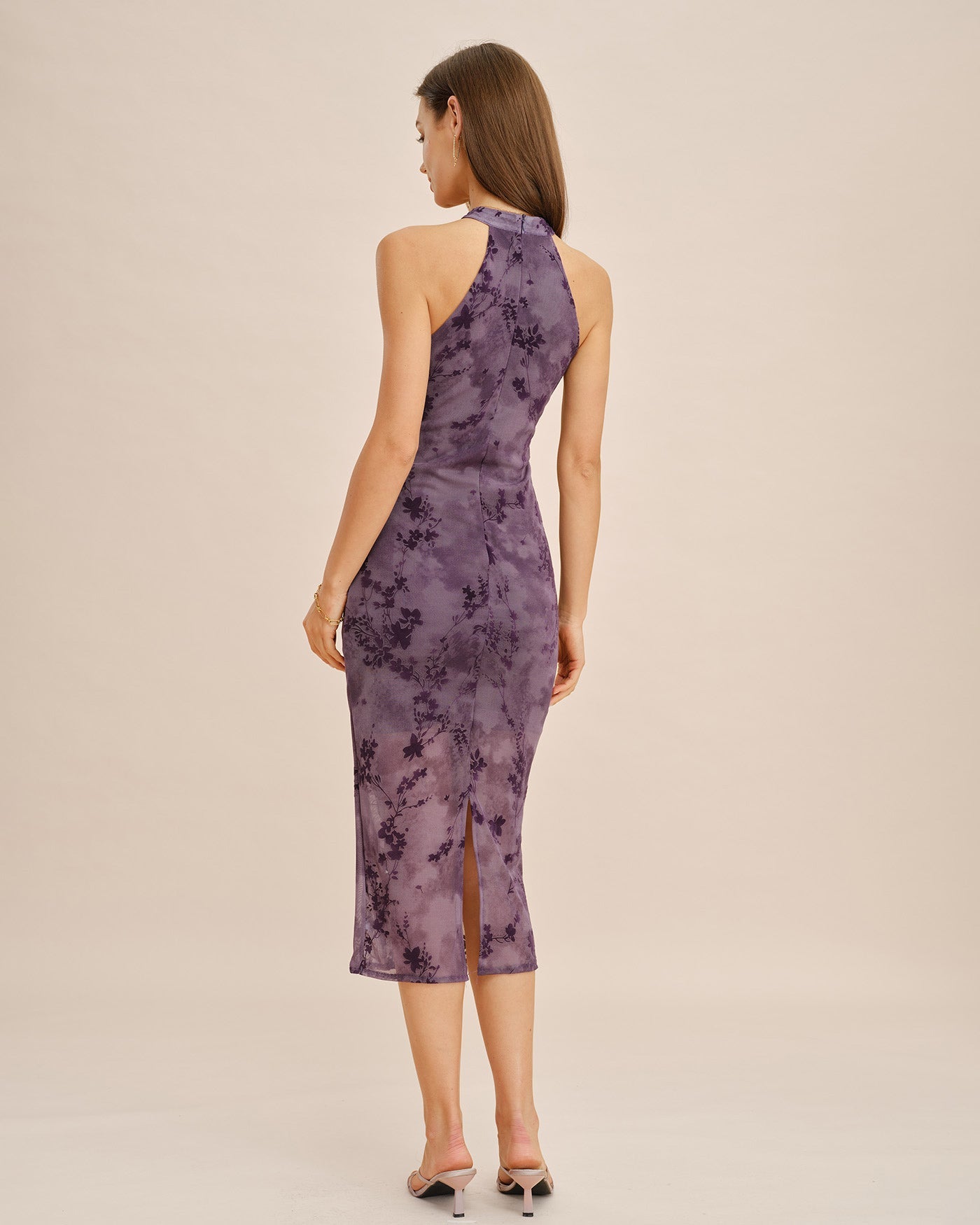 Purple Sleeveless Bodycon Midi Dress