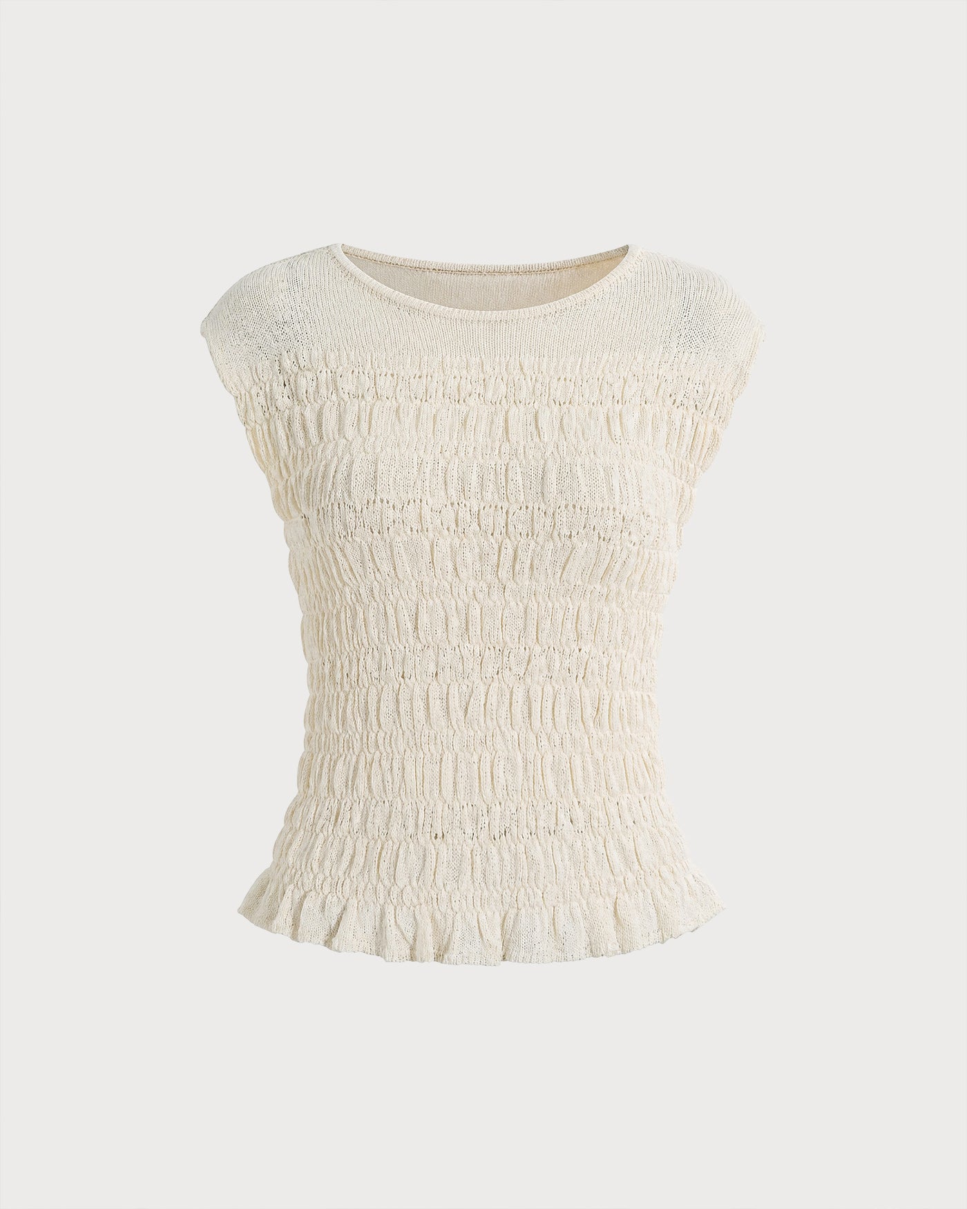 Apricot Round Neck Textured Sweater
