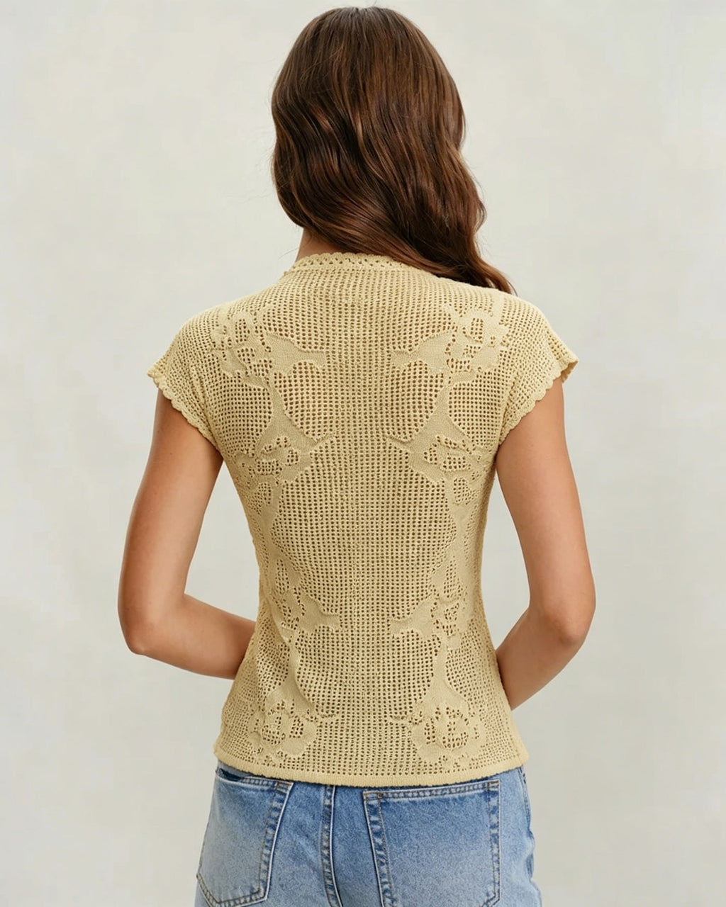 Yellow Turtle See Through Knit Cardigan