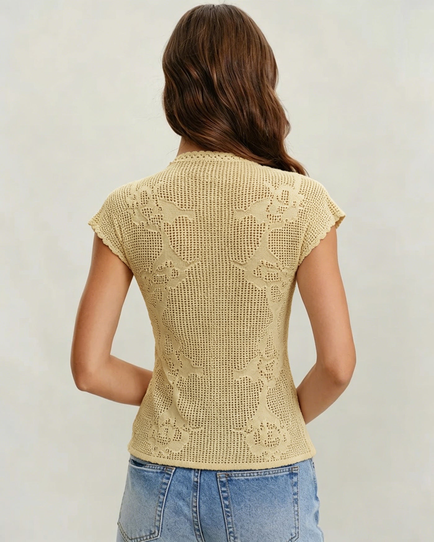 Yellow Turtle See Through Knit Cardigan