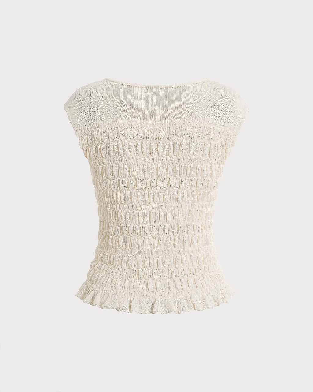 Apricot Round Neck Textured Sweater