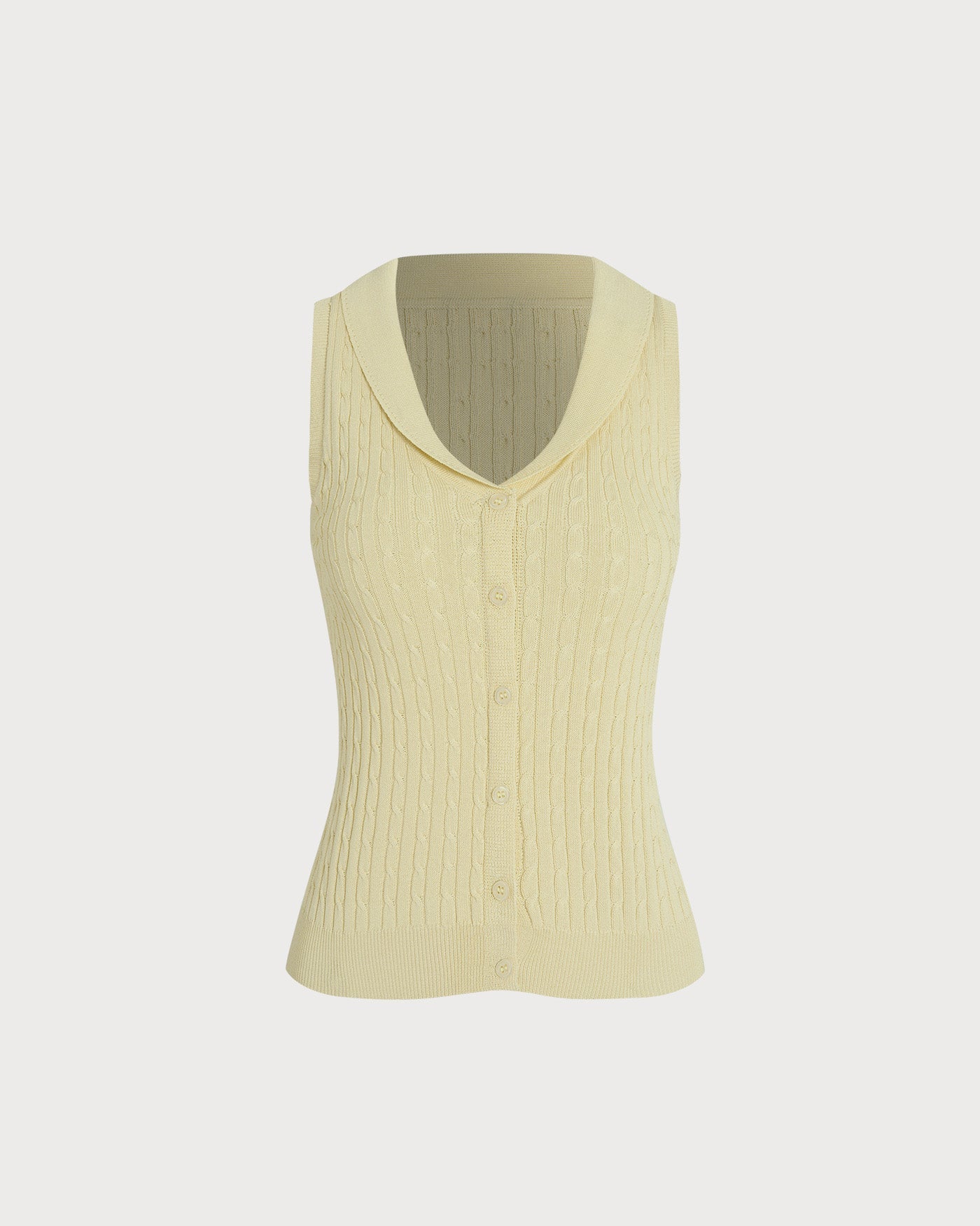 Yellow V Neck Textured Button Cardigan