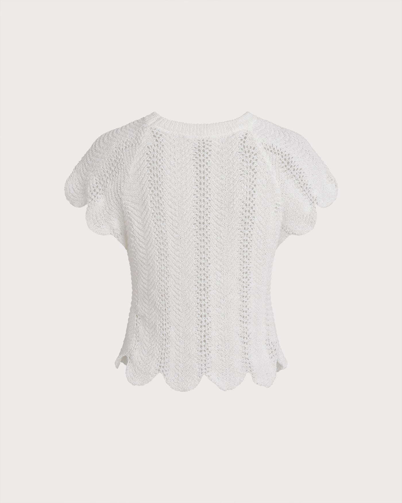 White Round Neck Textured Tee