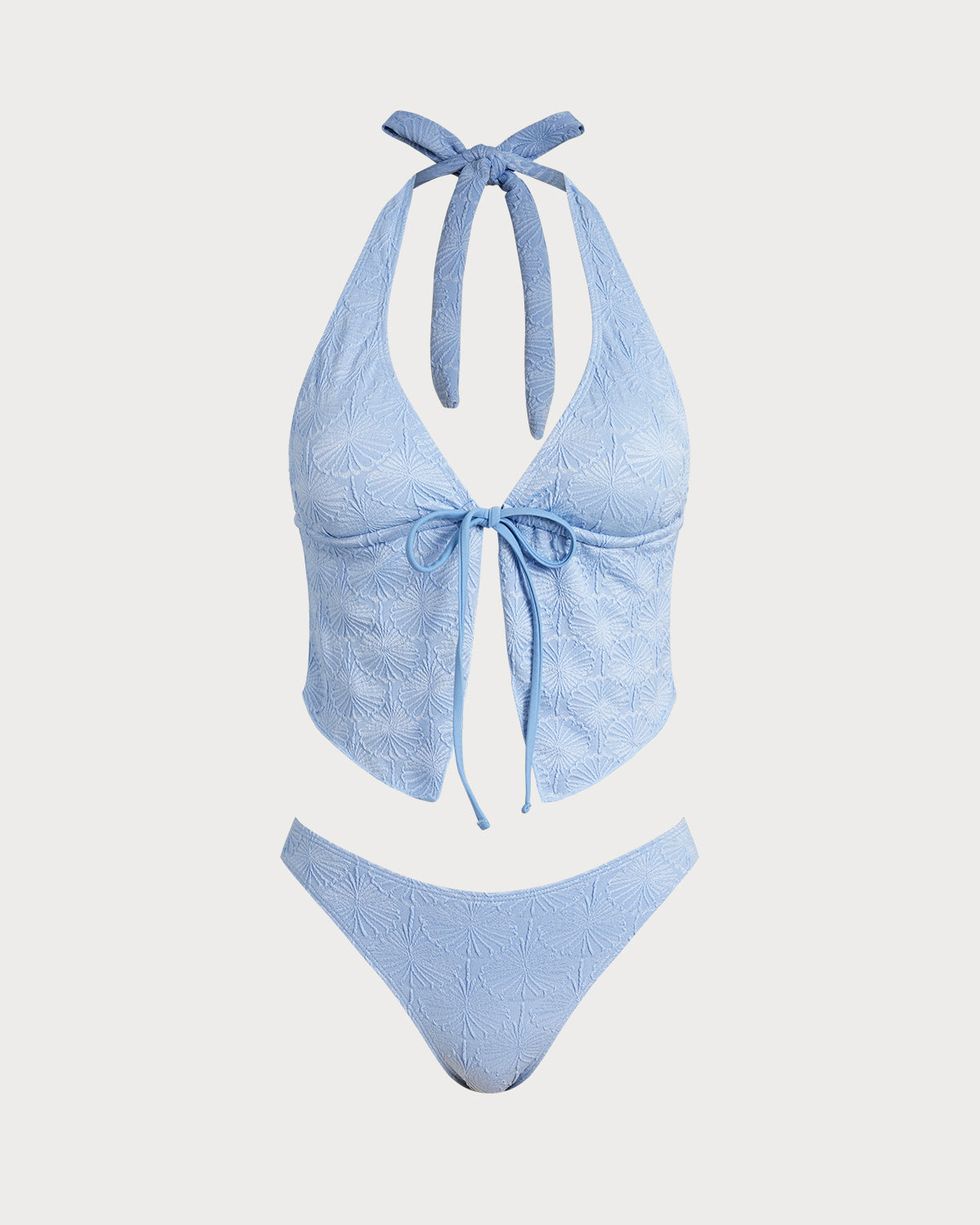 Light Blue Knitted Tankini Set