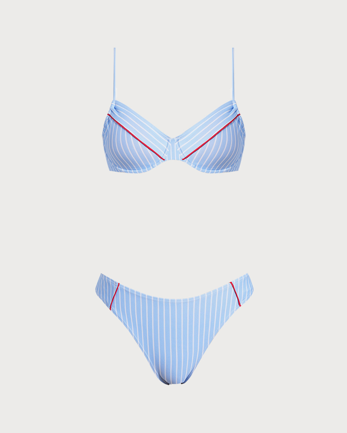 Blue Striped StripedUnderwire Bikini Set