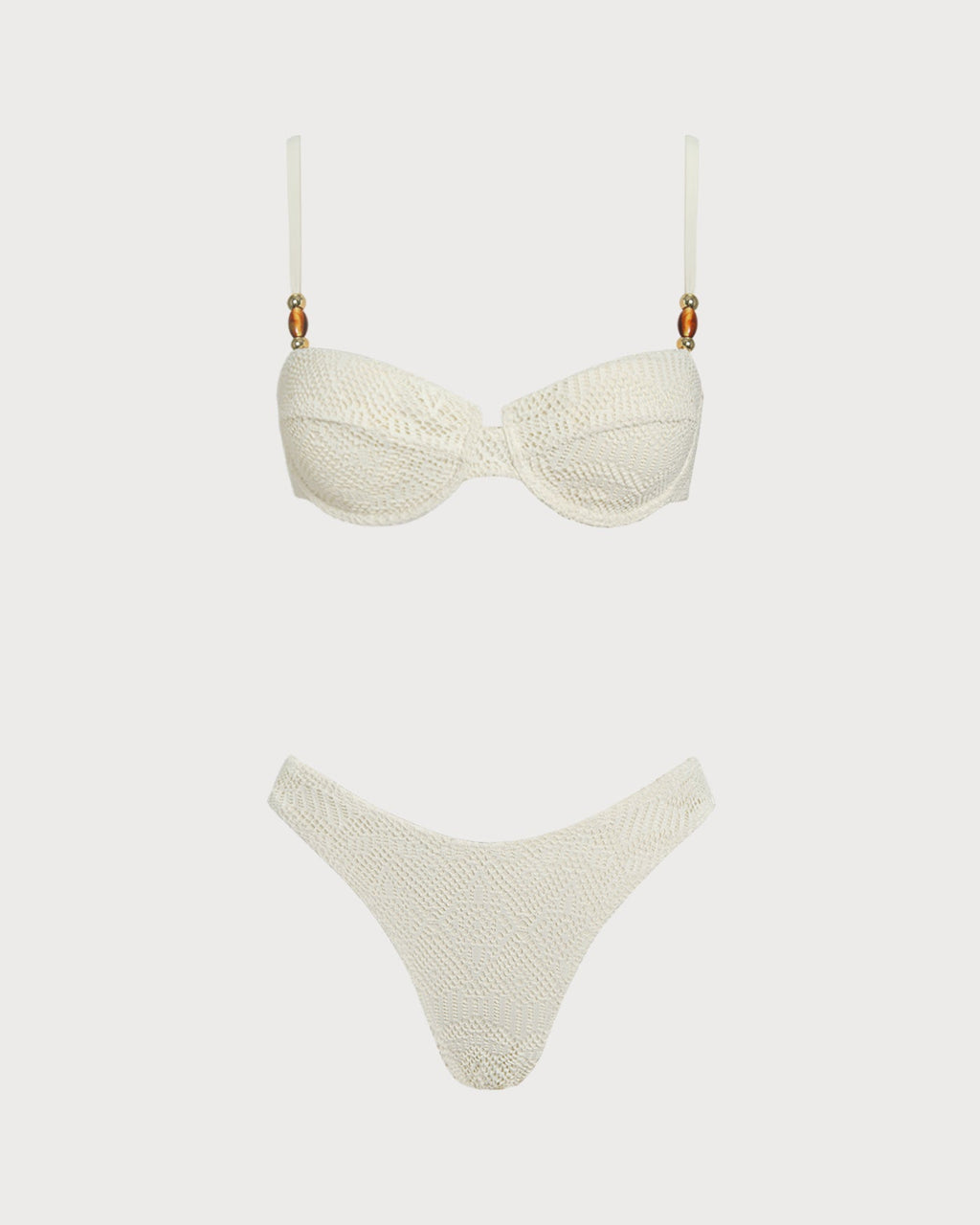 White Textured Underwire Three-Piece Set