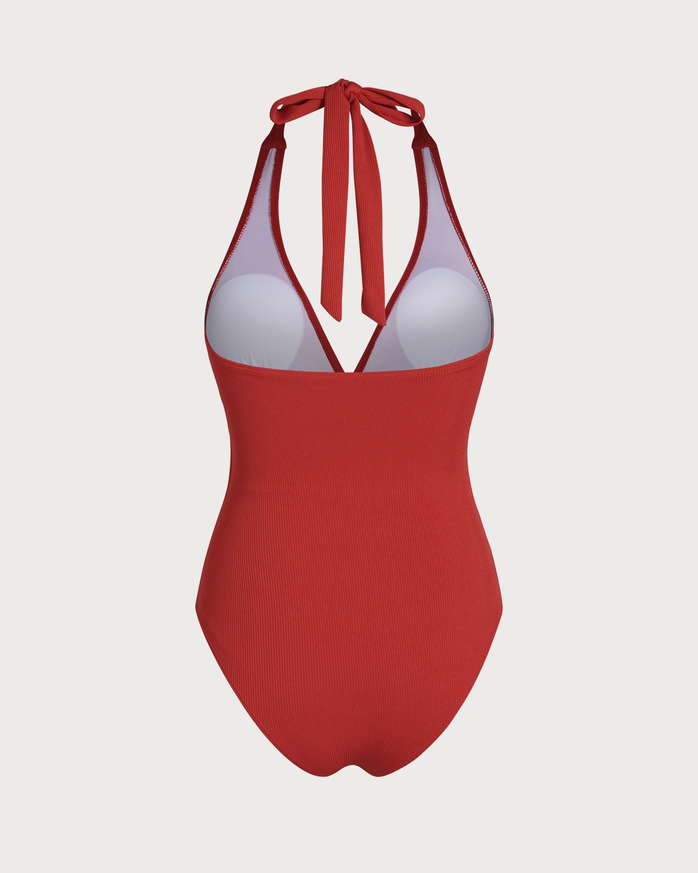 Red Halter Triangle One Piece Swimwear