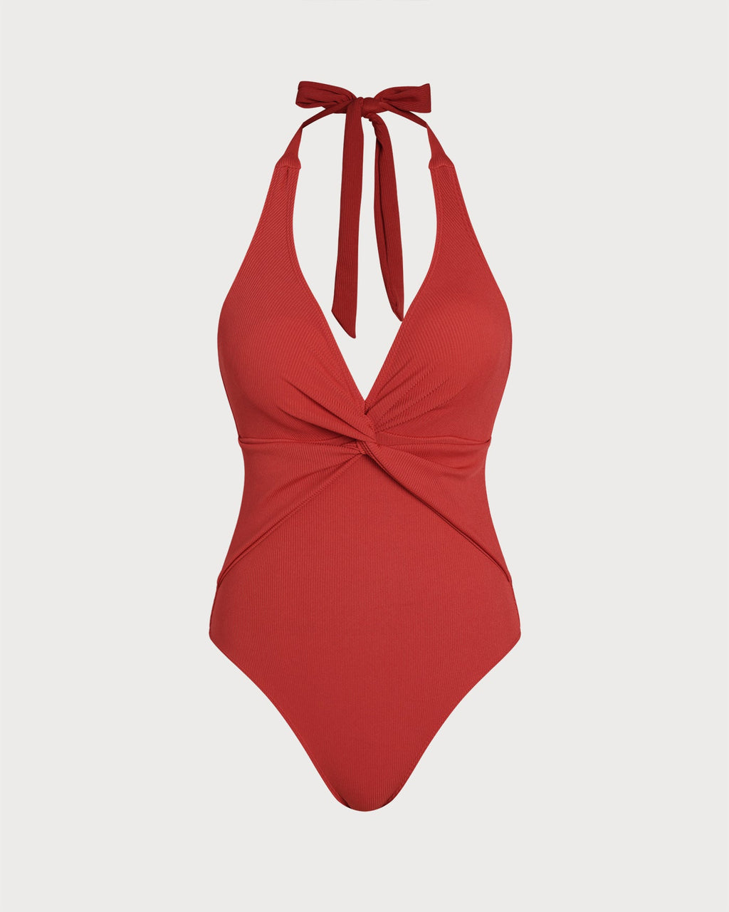 Red Halter Triangle One Piece Swimwear