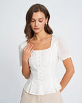 White Floral Textured Blouse