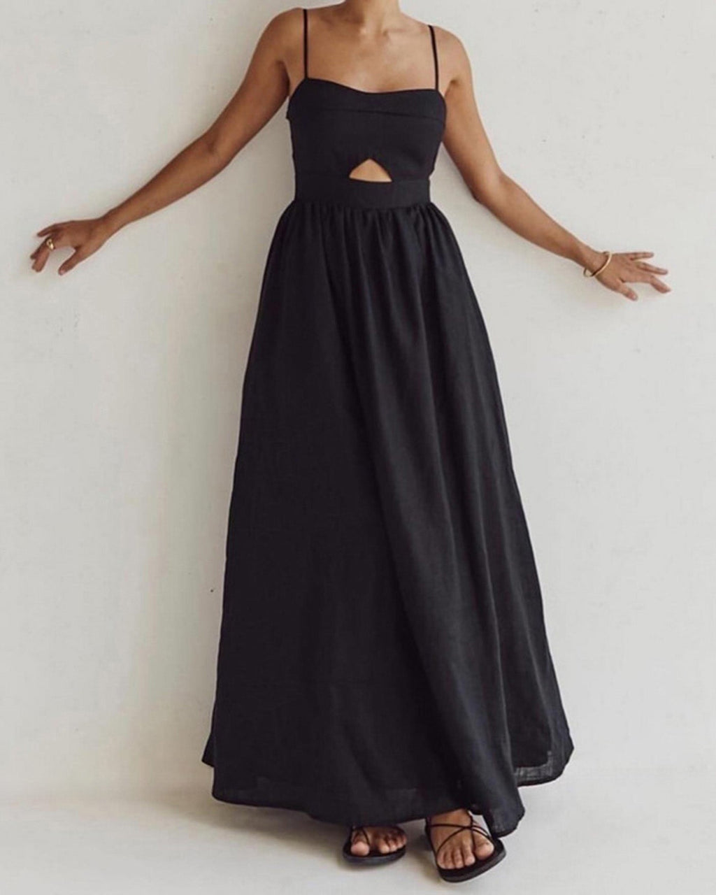 Black Cut Out Slip Maxi Dress