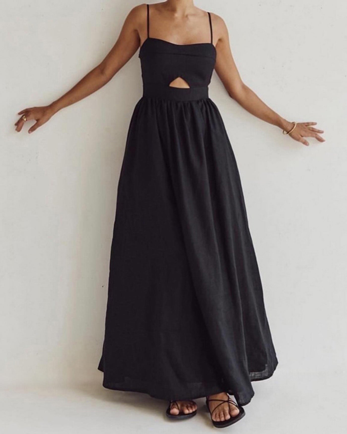 Black Cut Out Slip Maxi Dress