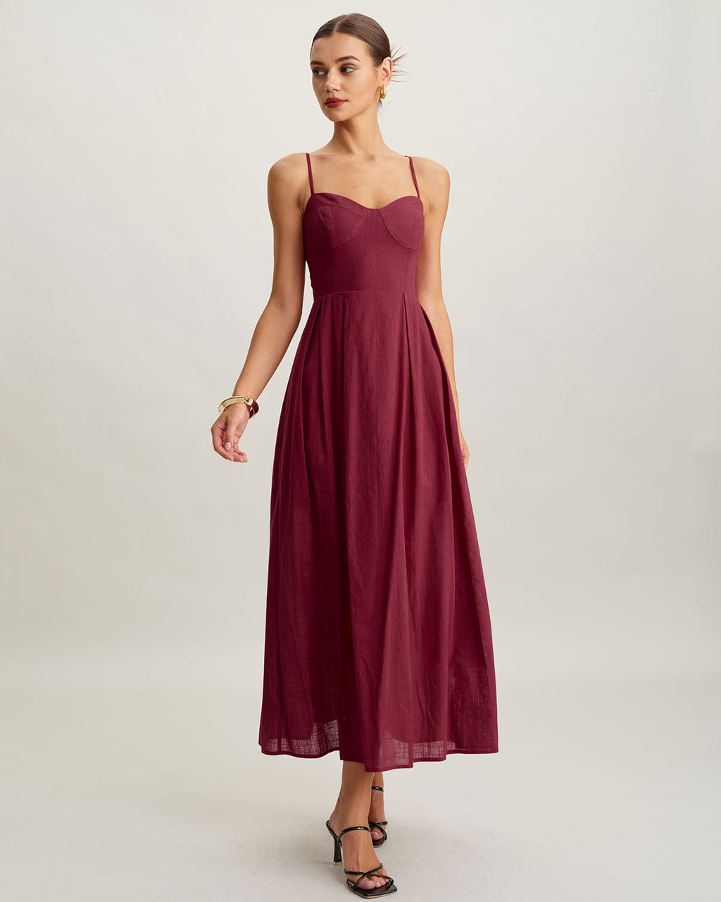 Red Sweetheart Neck Sleeveless Slip Maxi Dress
