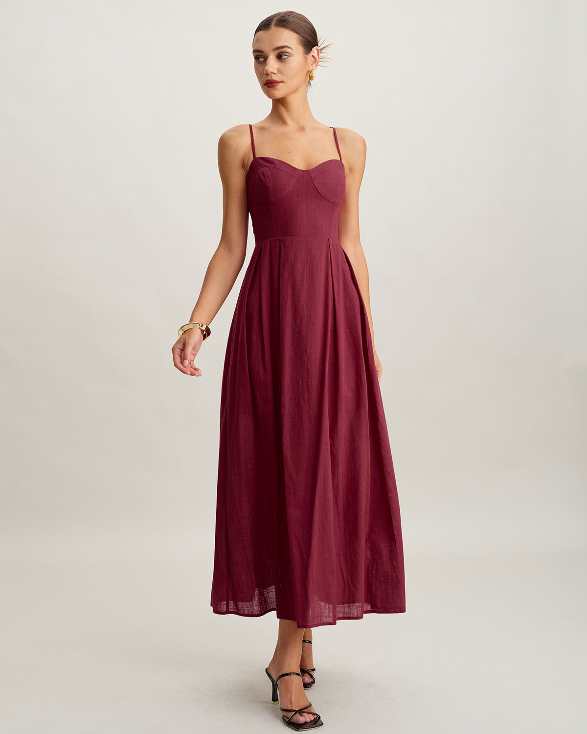 Red Sweetheart Neck Sleeveless Slip Maxi Dress