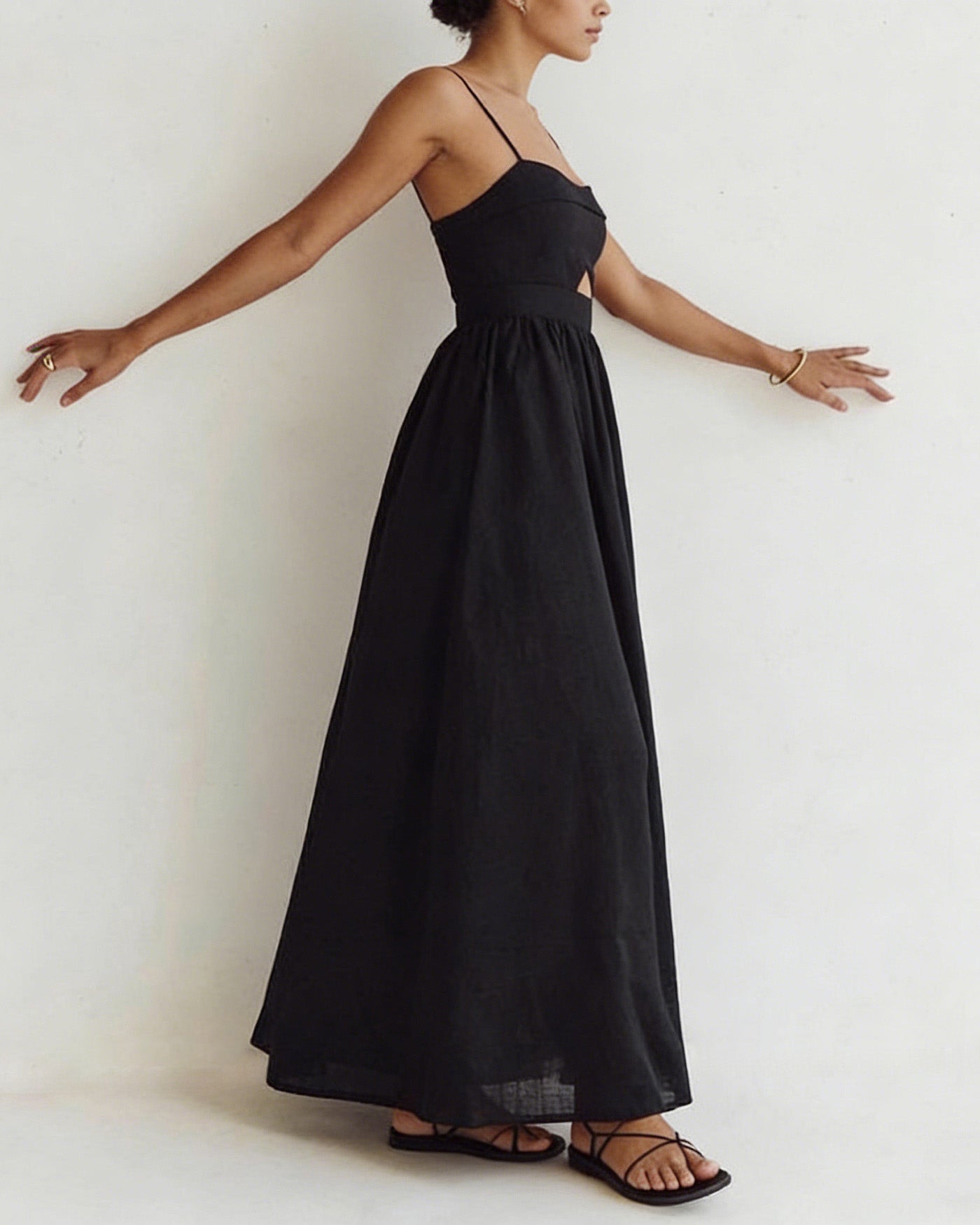 Black Cut Out Slip Maxi Dress
