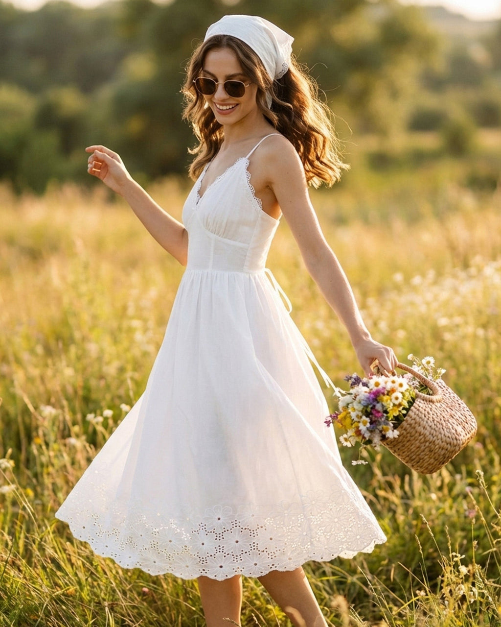 White Lace X Cross Slip Midi Dress