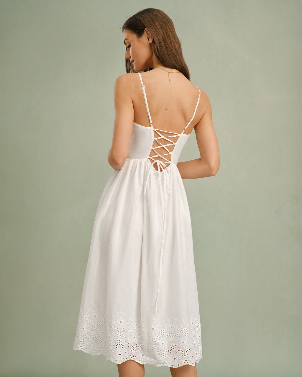 White Lace X Cross Slip Midi Dress
