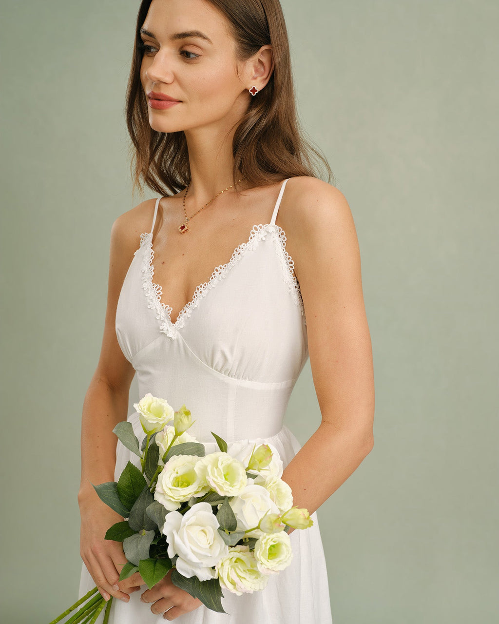 White Lace X Cross Slip Midi Dress