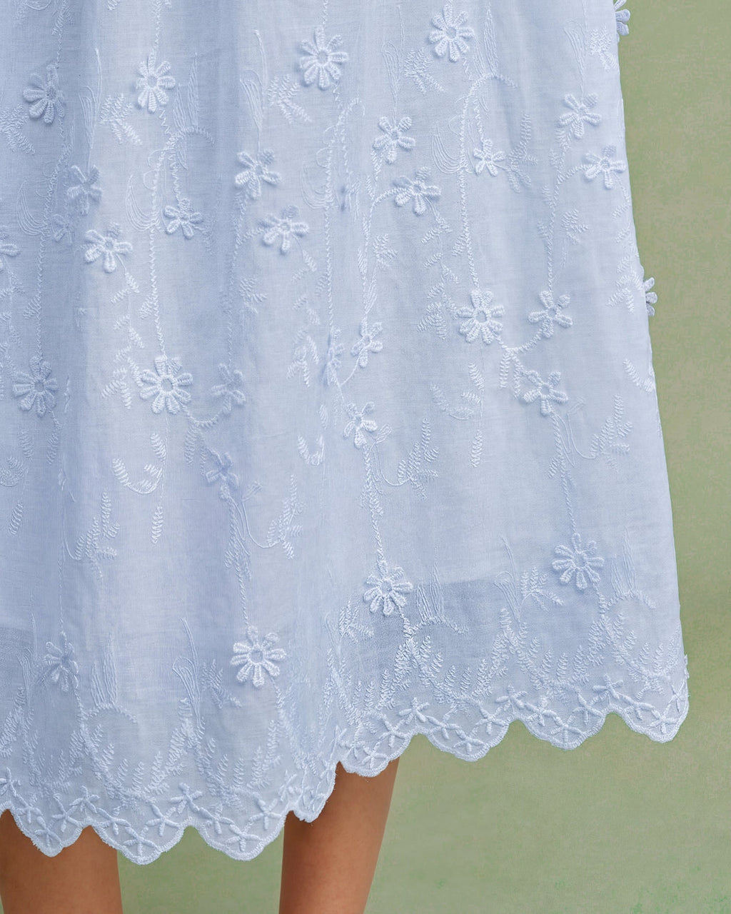 Blue Floral Textured Midi Dress
