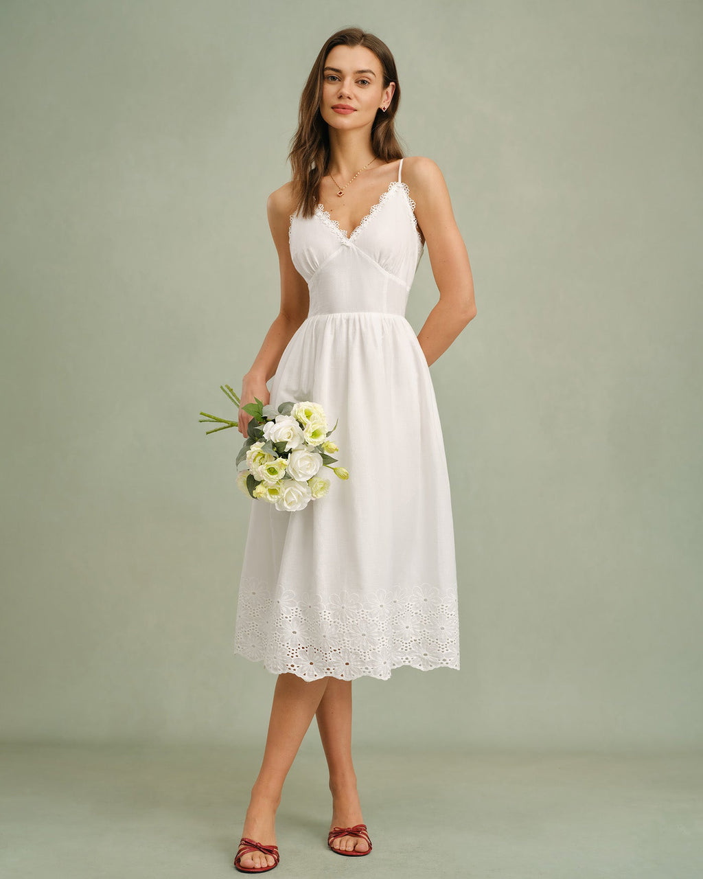 White Lace X Cross Slip Midi Dress