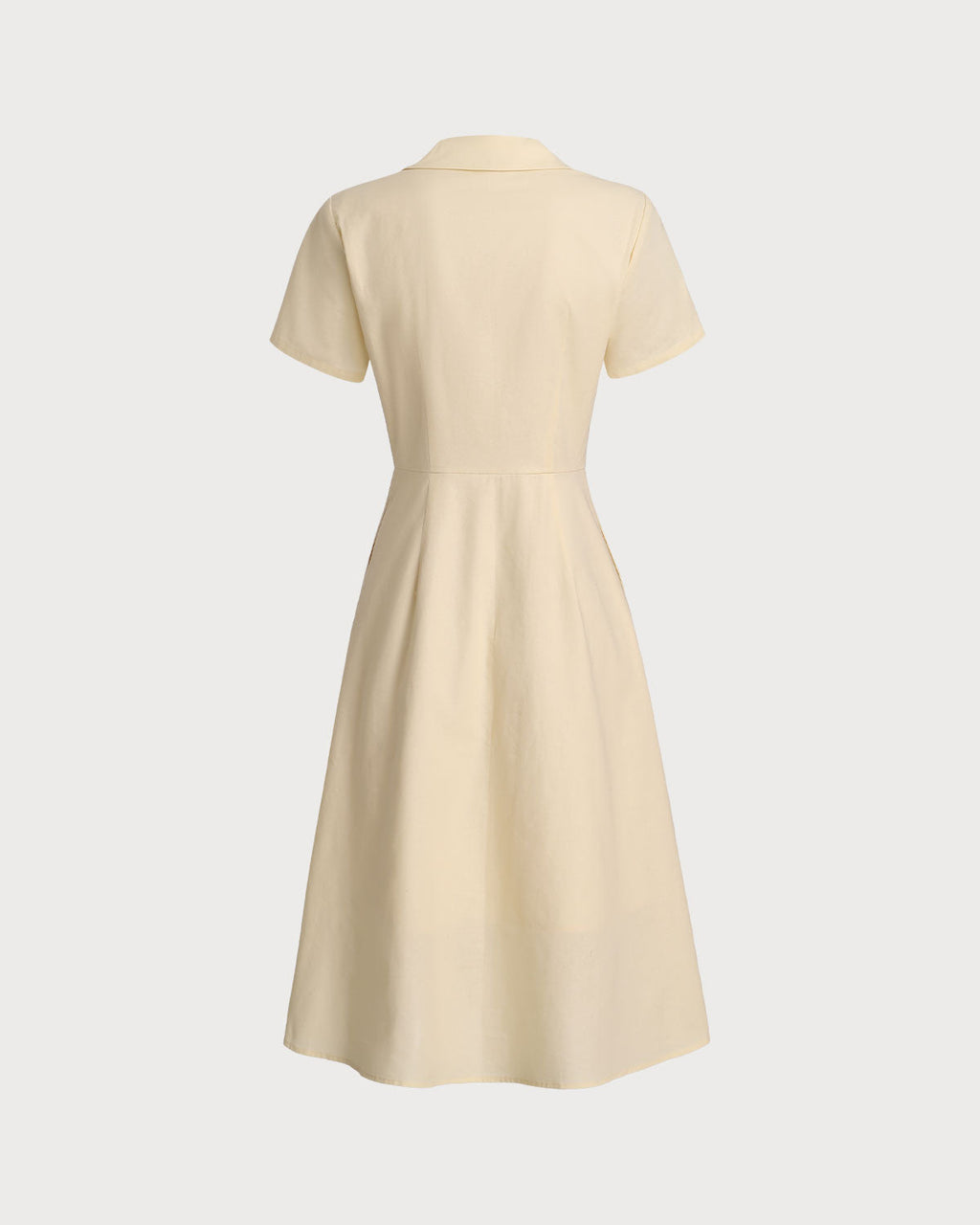 Yellow Button Short Sleeve Midi Dress