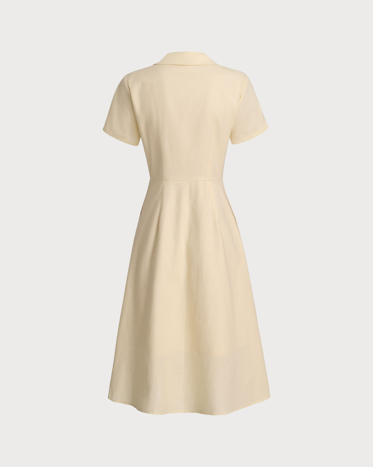 Yellow Button Short Sleeve Midi Dress
