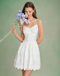 White Floral Embroidery Slip Mini Dress