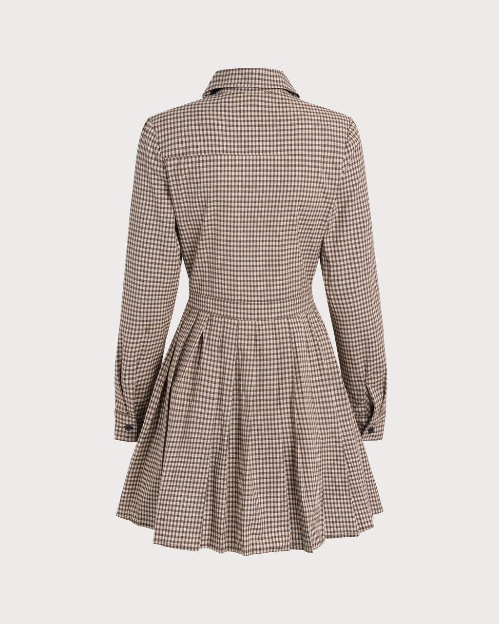 Brown Plaid Pleated Mini Dress