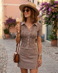 Brown Plaid A-Line Skirt