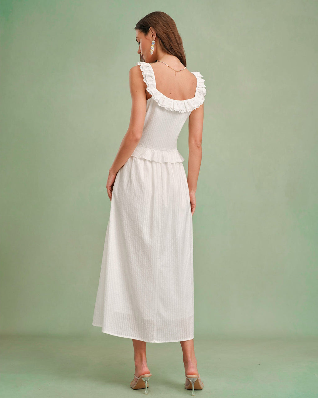 White Solid A-Line Midi Skirt