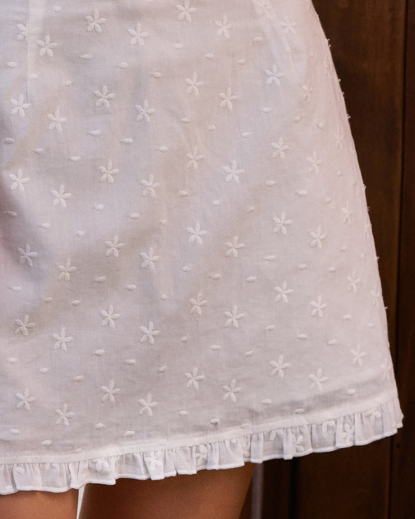 White Ruffle A-Line Mini Skirt